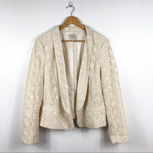LOFT | Cream Lace Crochet Blazer Size 14 Easter